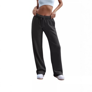 Pantalones Deportivos Casuales de Cintura Alta para Mujer, Cómodos, de Color Sólido, con Cordón Elástico, Estampado Tejido, Estilo Plano - Product Image 5