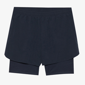 Shorts en tricot pour homme, couleur marine unie, taille élastique, avec poches, séchage rapide, décontracté, sport - Product Image 1