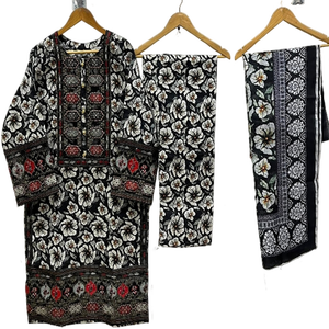 ชุดเดรสสำเร็จรูปผ้าฝ้ายปักลายคุณภาพสูงจากปากีสถานสำหรับผู้หญิง ไซส์พลัส ชุดเดรส 3 ชิ้นคุณภาพสูง - Product Image 6