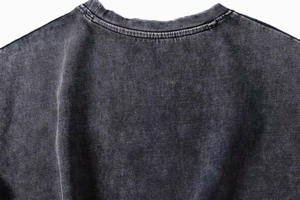 Camiseta corta de verano para mujer, negra, transpirable, con efecto desgastado, letras vintage bordadas, cuello redondo, lavado ácido, jersey, color liso. - Product Image 6