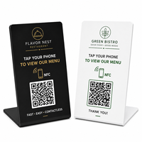 Support de menu de restaurant NFC personnalisé, noir, imprimé UV, en PVC, pour table, avec code QR, menu numérique