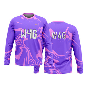 Chemise à manches longues col rond W4G, imprimé abstrait violet rose, séchage rapide, unisexe, adulte, manches longues, haut de loisirs sublimé - Product Image 1