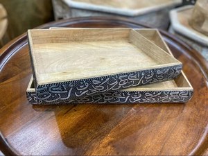 Plateaux décoratifs en bois au design élégant, plateau de service en bois avec poignée, plateau de service en bois à prix de gros d'usine - Product Image 2