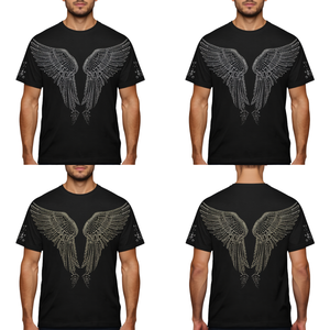 เสื้อยืดคริสตัลปักลายปีกนางฟ้าสำหรับผู้ชาย ไซส์ใหญ่ สไตล์ลำลอง แฟชั่นสุดฮิต ราคาขายส่ง - Product Image 1