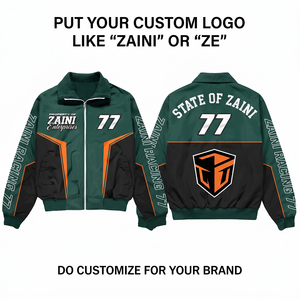 120 GSM Water Resistant Nylon Green Black Orange Paneled Windbreaker <b>Jacket</b> Custom DTF Printed Logo Wholesale OEM - Product Image 1