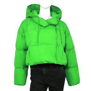 Veste matelassée à capuche pour femme, veste d'hiver courte et épaisse de couleur violette, manches longues - Product Image 5