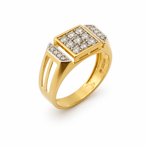 Anillo de Oro Amarillo de 14 Quilates para Hombre con Circonitas Cúbicas en Forma de Cuadrado, Micro Pavé, Piedras Laterales, Anillo de Boda, Regalo, Joyería - Product Image 2