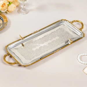 Luxurious Stainless Steel Silver Tray <b>Vintage</b> Design Handmade Serving Foods Dates Chocolates Dishwasher <b>Safe</b> Wedding - Product Image 1
