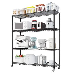 Scaffali Metallici Resistenti per Stoccaggio, Unità con Ripiani in Filo Metallico da 117 cm di Larghezza, Capacità 363 kg, Certificati NSF, con Ruote Regolabili per Garage - Product Image 5