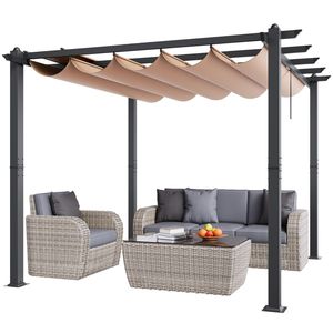 Pergola Moderna in Alluminio 3x3 Metri con Tettoia Parasole per Cortile e Uso Esterno - Product Image 1