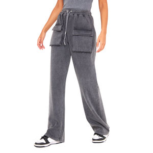 <b>Women</b> High Waist Drawstring Wide Leg Cotton Sweatpants Wholesale Oversized Jogger Blank Loose Solid <b>Lounge</b> Wear Plus Size Fla - Product Image 6