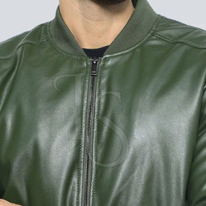 Wholesale High Quality Men's <b>Winter</b> Leather <b>Jacket</b> with Canvas Stand Collar & Front Logo-<b>Waterproof</b> & Eco-Friendly - Product Image 4