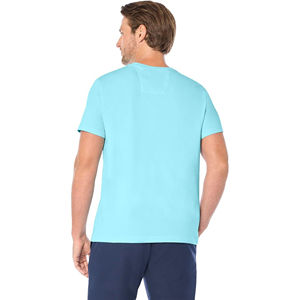 Mens <b>Light</b> Blue Pocket T-Shirt Short Sleeve Crew <b>Neck</b> Cotton Casual Summer Basic Top Custom Logo OEM ODM Wholesale Apparel - Product Image 4