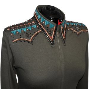 Camisa de equitación occidental para mujer, bordada a medida, de poliéster/spandex, de secado rápido, ecológica y personalizable para montar a caballo - Product Image 4
