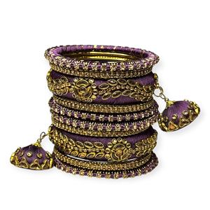 Ensemble de bracelets empilables tendance en perles d'imitation plaqué or violet, les plus vendus, pour mariage et occasions festives - Product Image 1