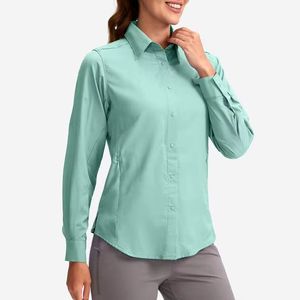 Chemise de pêche à manches longues pour femmes, boutonnée, couleur unie, respirante, protection solaire UPF 50, haut décontracté pour la pêche - Product Image 5
