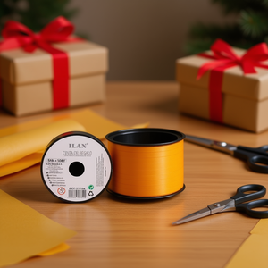 Cinta de Regalo Ilan de 5 mm x 100 yardas, Color Naranja, para Envolver - Product Image 3