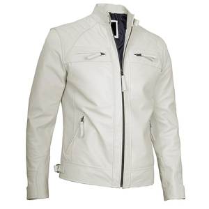 Nueva chaqueta de cuero vintage blanca con cremallera y logotipo personalizado para hombre, chaquetas para hombre, chaqueta de invierno de alta calidad, chaqueta estilo streetwear. - Product Image 5