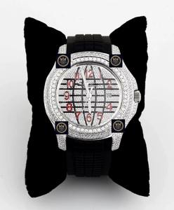 Montre Sportive Mécanique Analogique en Acier Inoxydable avec Lunette Sertie de Moissanite, Style Hip Hop, Étanchéité 10 ATM, GPS et Date Automatique - Collection Imperial Jewels - Product Image 2