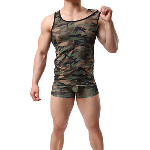 Camiseta sin mangas de camuflaje para hombre, cuello redondo, transpirable, de punto, informal - Product Image 4