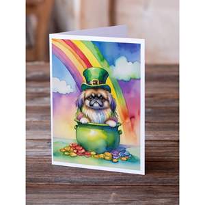 Pekinés Día de San Patricio Whimsical A7 Tarjetas de notas en blanco Paquete de 8 con sobres Tarjetas de felicitación de tamaño 5x7 - Product Image 2