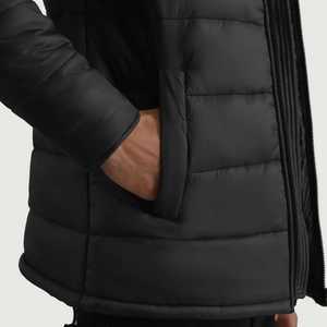Factory Made Solid Black Color Men's Outdoor <b>Jacket</b> High Quality Polyester Fabric Quilted <b>Packable</b> Zipper Style Puffer <b>Jacket</b> - Product Image 3