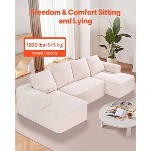 Modulare a forma di U Beige soggiorno divano ad alto rimbalzo spugna cuscino nuvola divano per appartamento divano componibile - Product Image 6