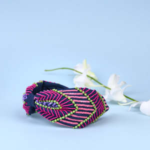 Handmade Lightweight Durable Fashion <b>Beaded</b> Seed Beads Threadwork Embroidery Knotted Hairband OEM Custom Made India Women Girls - Product Image 2