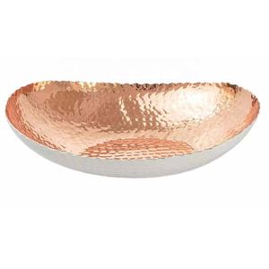 Cuenco decorativo de Metal martillado a mano con acabado de níquel, frutero moderno para mostrador de cocina - Product Image 1