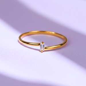 18K Gold Plated Minimalist Daily Wear Ring with Lovely Gemstone Design - Product Image 1