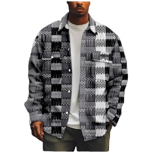 Veste en laine décontractée pour homme de style vintage américain, col montant, tendance hivernale, poches cargo, streetwear, chasse, haute rue - Product Image 6