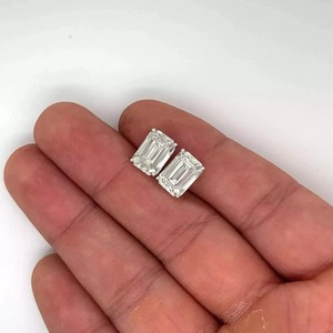 <b>Emerald</b> Cut Diamond <b>Stud</b> <b>Earrings</b> 925 Silver Claw Setting Classic Women's Engagement Jewelry GIA Certified - Product Image 3