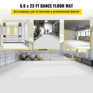 Rotolo di pavimentazione in vinile PVC reversibile bianco/nero 6.6x23ft, spessore 0.06in, antiscivolo, portatile, per studi di danza - Product Image 2