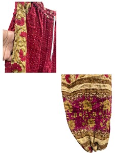 Handmade Kantha Patchwork Wide Leg High Waist Cotton Breathable Summer Harem Pants Bohemian Festival <b>Trousers</b> with Patches - Product Image 2