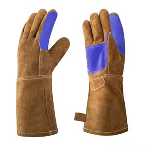High Quality Heavy-Duty Reinforced Cowhide Split Leather Welding <b>Gloves</b> Abrasion Resistant Hand Protective Clothing Safety - Product Image 2
