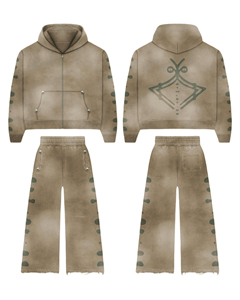 ชุดเซ็ตเสื้อฮู้ดดี้ผ้าฝ้าย 500GSM คุณภาพสูง ตกแต่งด้วยลายปักและคริสตัล พร้อมกางเกงขายาว ชุดวอร์มหรูหราสั่งทำพิเศษสำหรับผู้ชาย - Product Image 1