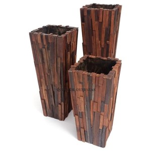 Pots et jardinières en bois modernes européens très demandés, design carré, jardinières d'intérieur pour la décoration de la maison, finition bois naturel - Product Image 1