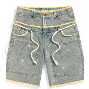 กางเกงยีนส์ขาสั้นผู้ชายแฟชั่นไฮสตรีท แห้งเร็ว ไซส์ใหญ่ ระบายอากาศได้ดี ผลิตจากผ้าเดนิม - Product Image 2