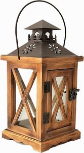 Lanterne décorative en bois faite à la main et personnalisée avec support de bougie noir pour la décoration d'événements, lanternes à poser au sol et suspendues - Product Image 3
