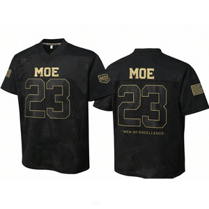 Unisex 3D Embroidery American Football Jersey Black Gold Custom Mesh Premium V Neck Athletic Streetwear OEM Quick Dry <b>T</b>-shirts - Product Image 3