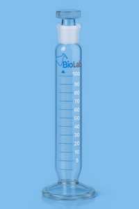 Cylindre gradué de laboratoire en verre borosilicaté de 100 ml avec bouchon, échelle claire, modèle 1611/BL01, support personnalisé pour laboratoire - Product Image 4