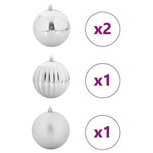 Juego de 4 Adornos Navideños de Plástico Plateado XXL para Decoración de Árboles - Product Image 3