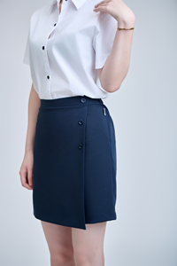 Chemise à manches courtes blanche unisexe pour étudiants, en tissu extensible tissé, pour l'école primaire, style vietnamien FMF (Bleu marine) – En stock - Product Image 5