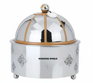 Calentador de comida metálico con diseño de luna y estrella, cacerola árabe de calidad premium, forma redonda, olla metálica de lujo nueva. - Product Image 3