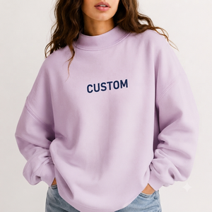 Sweat-shirt à col montant à manches longues pour femme, coupe ample en mélange de coton, pull décontracté pour un confort quotidien, vêtement tendance - Product Image 1