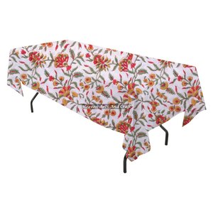 Nappe rectangulaire 70x126 pouces, imprimée à la main, 100% coton, motifs exquis, nappe en coton à vendre - Product Image 3