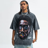 T-shirts pour hommes en coton biologique 100% tricoté, imprimés sur mesure, coupe classique, poids lourd, finition lavée, logo personnalisé, respectueux de l'environnement
