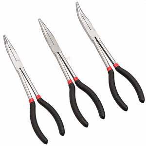 Juego de Pinzas de Punta Larga para Espacios Estrechos, Versátiles, 3 Piezas, Negras - Product Image 1