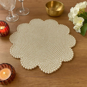 Napperons perlés très vendus, napperons perlés traditionnels faits à la main, forme ronde, artisanat indien, décoration de table pour les fêtes - Product Image 3