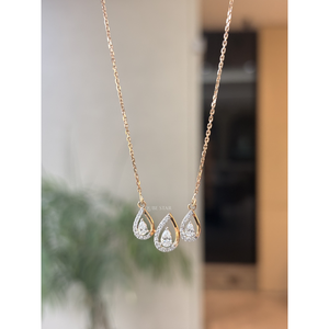 Collar con Colgante de Diamante Triple Lágrima de 0.55 Ct, Certificado IGI, Diseño Personalizado en Oro de 14K, Joyería Fina de Lujo para Mujer - Product Image 5